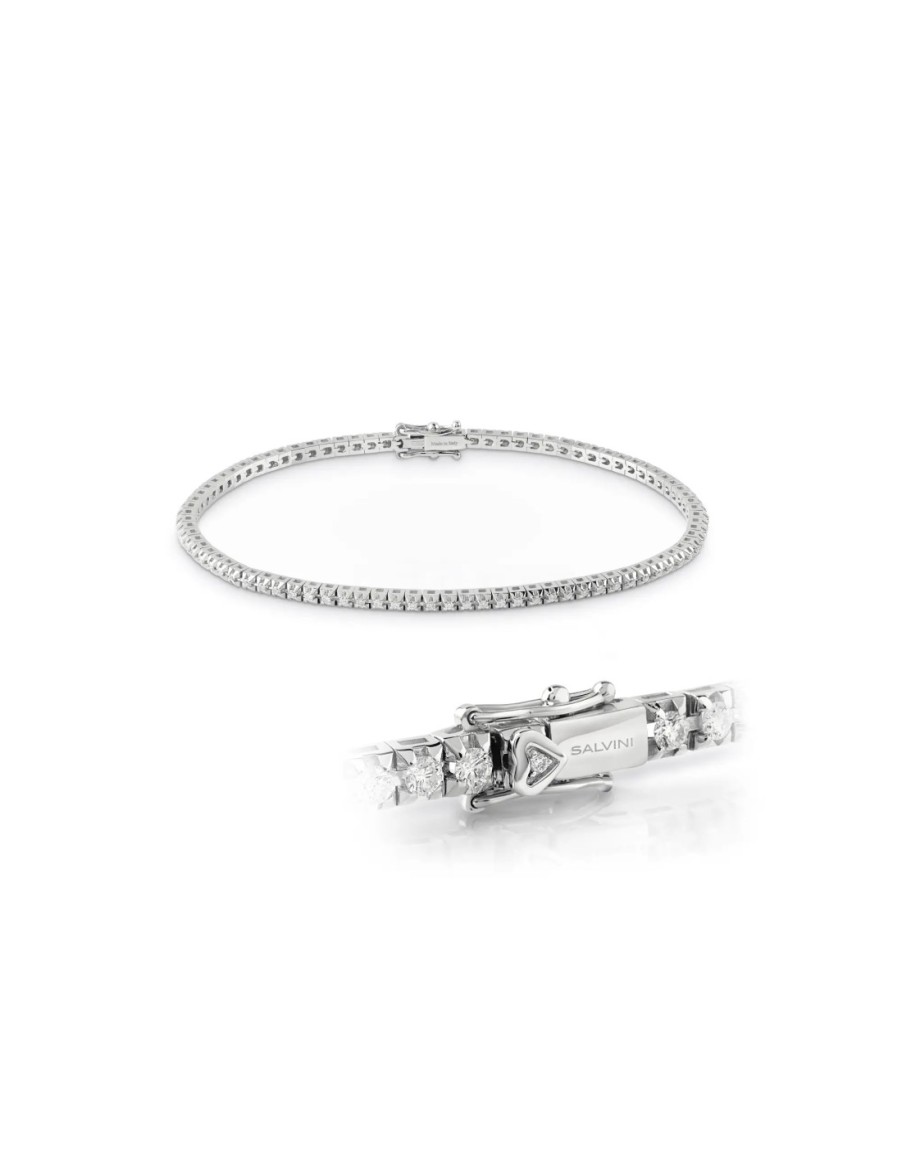 Gioielli SALVINI | Salvini Battito Bracciale "Tennis" In Oro Bianco E Diamanti 1.01 Ct - 20079851