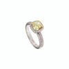 Gioielli Damiani - handmade in Italy since 1924 | Damiani Minou Anello In Oro Bianco Con Diamante Fancy Colore Giallo Taglio Cuscino 1.02 Ct Full Pave