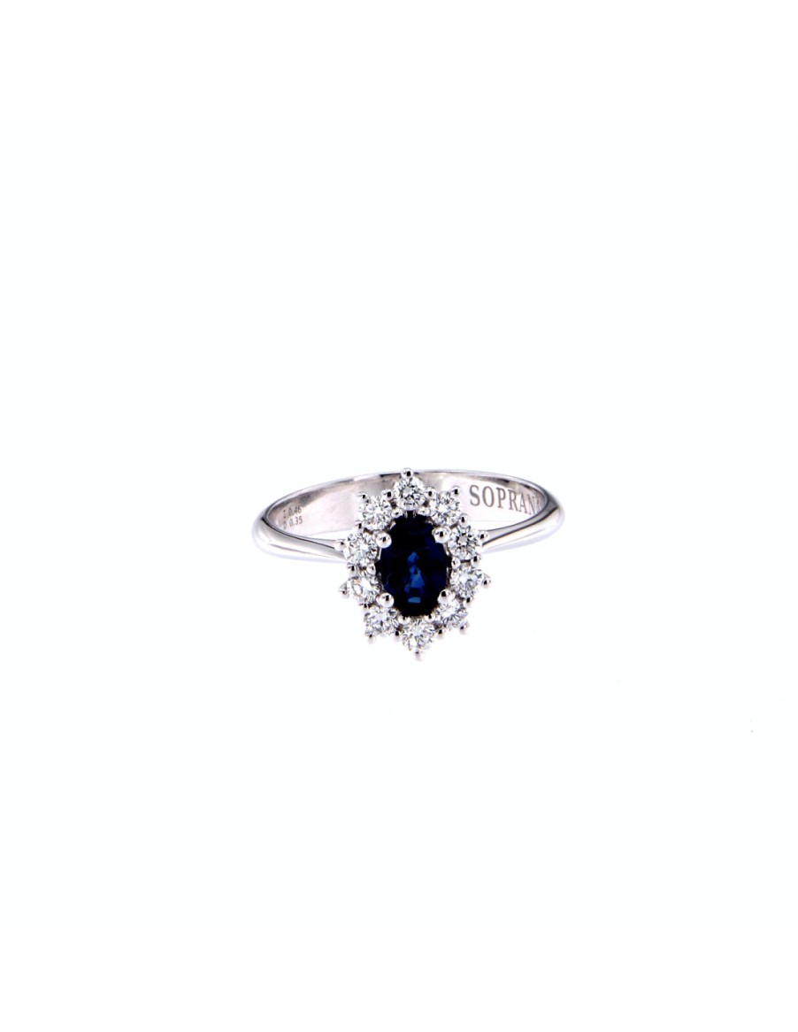 Gioielli Soprana | Soprana Collezione Zaffiro Anello In Oro Bianco, Diamanti 0.35 Ct, E Zaffiro 0.46 Ct - Paigemanm6X4