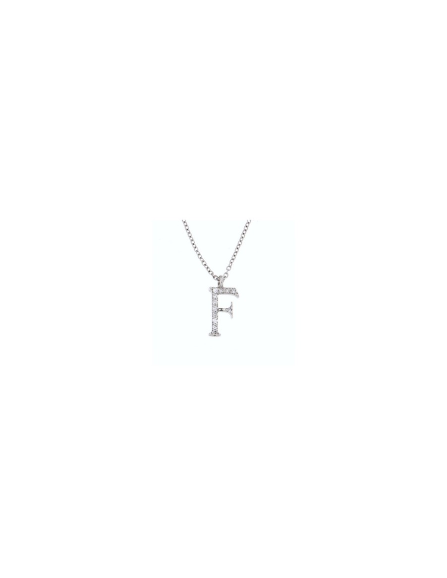 Gioielli Golay - World Diamond Group | Golay Collezione Classic "Lettera F" Collana In Oro Bianco E Diamanti Ct. 0.06