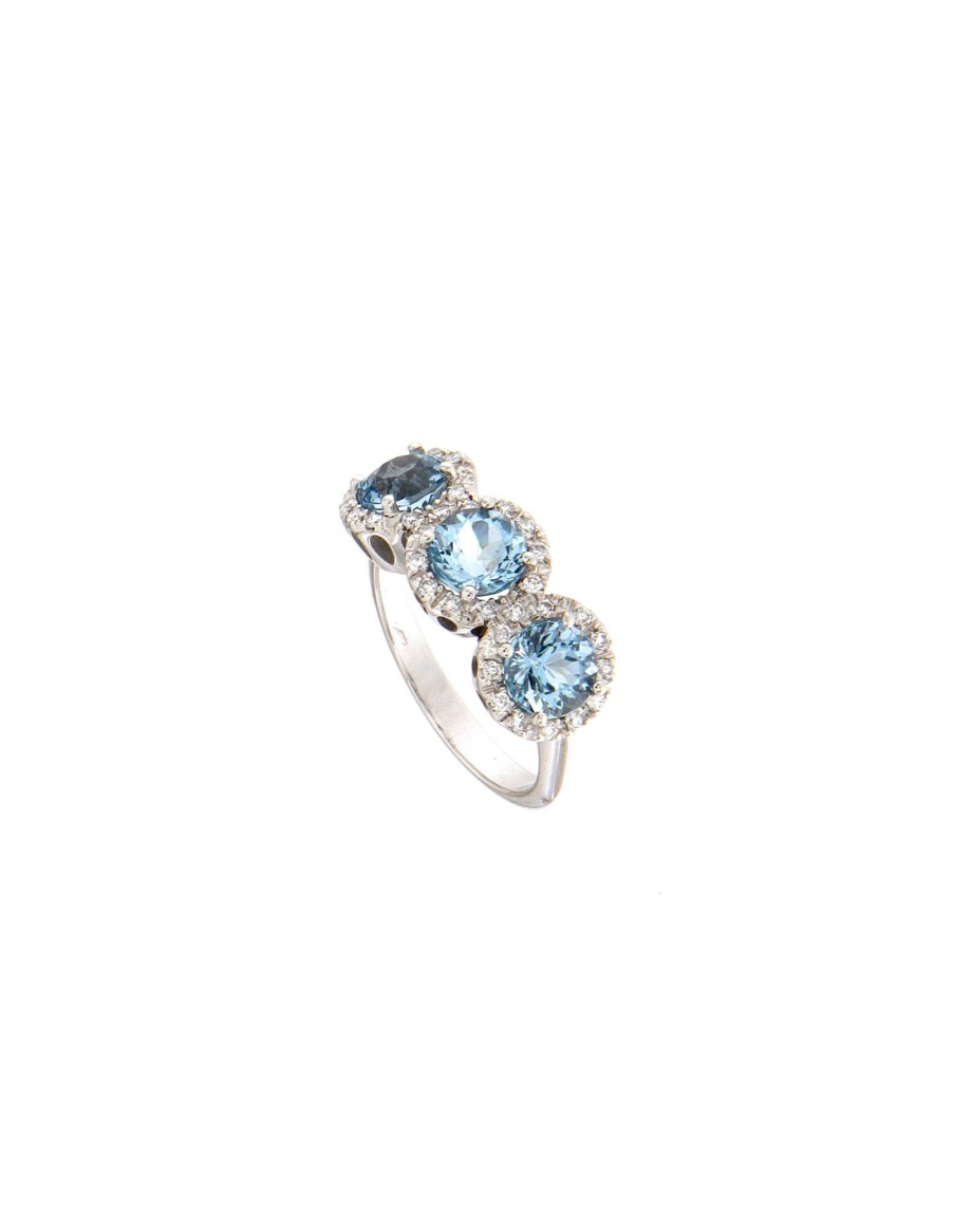 Gioielli Soprana | Soprana Collezione Acquamarina Anello In Oro Bianco, Diamanti 0.40 Ct, E Acquamarina 2.47 Ct