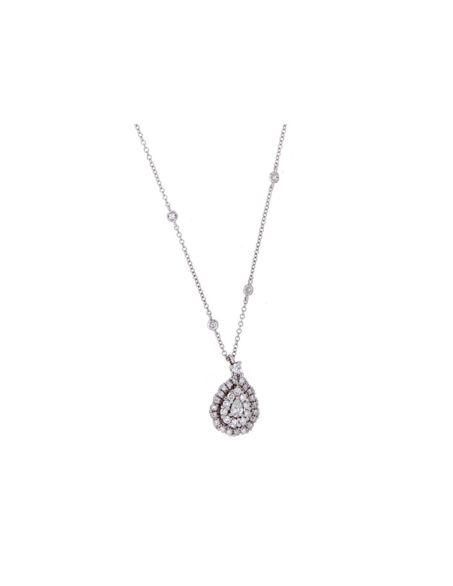 Gioielli Golay - World Diamond Group | Golay Collezione Classic "Goccia" Collana In Oro Bianco E Diamanti Ct. 0.53 - Pct005Di