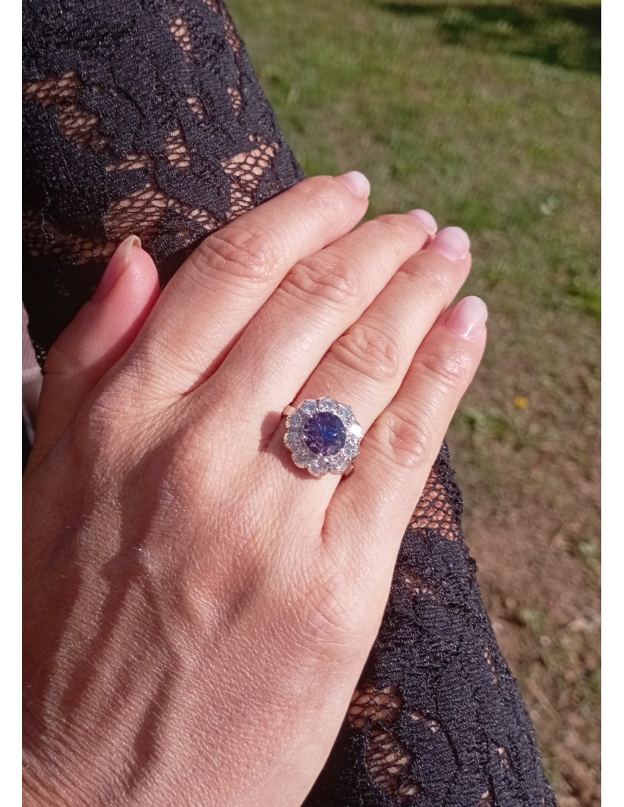 Gioielli Soprana | Soprana Collezione Tanzanite Anello In Oro Bianco, Diamanti 1.10 Ct, E Tanzanite 2.18 Ct