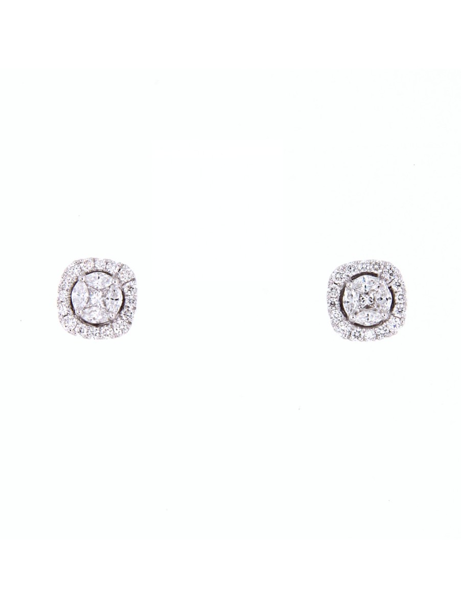 Gioielli Crivelli Gioielli | Crivelli Collezione Diamanti Orecchini "Quadrati" In Oro E Diamanti 0.64 Ct - 035-Ve26041