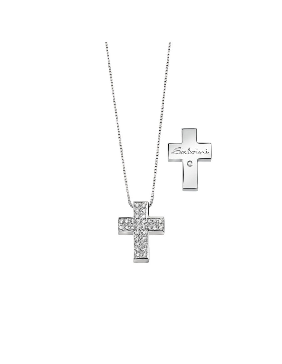 Gioielli SALVINI | Salvini I Segni Collana "Croce" In Oro Bianco E Diamanti 0.29 Ct - 20067606