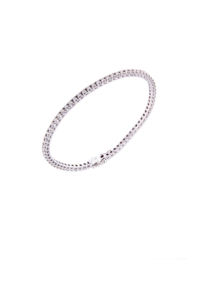 Gioielli Crivelli Gioielli | Crivelli Collezione Diamanti Bracciale "Tennis" Oro Bianco E Diamanti 1.90 Ct - 179-Griff-73D