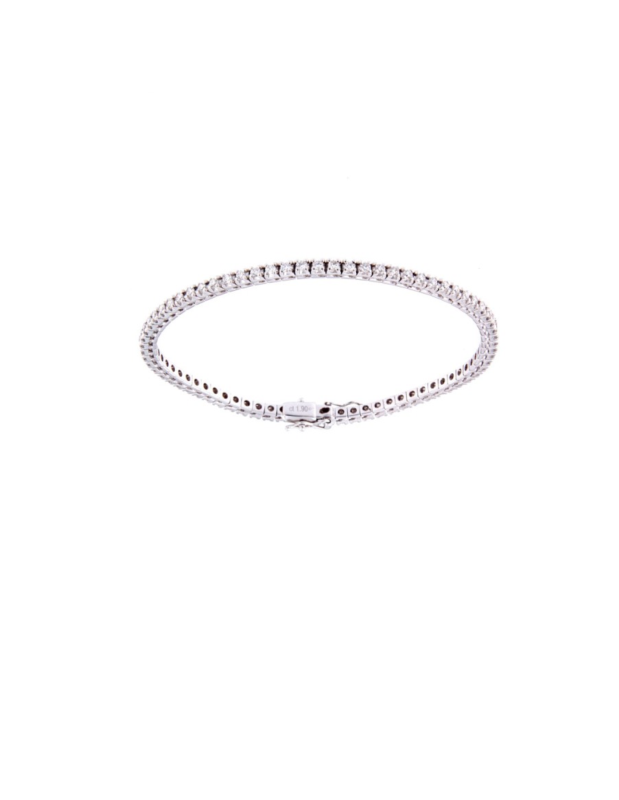 Gioielli Crivelli Gioielli | Crivelli Collezione Diamanti Bracciale "Tennis" Oro Bianco E Diamanti 1.90 Ct - 179-Griff-73D