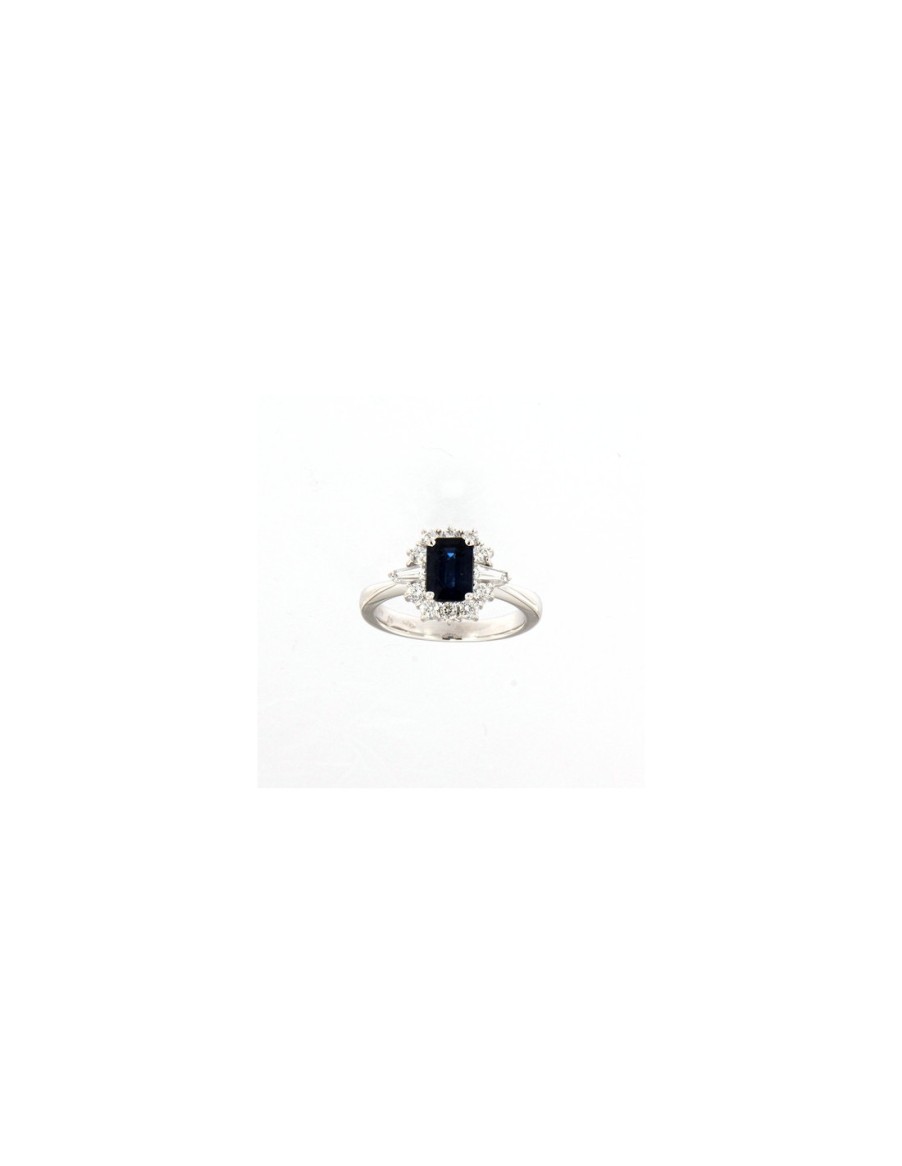 Gioielli Damiani - handmade in Italy since 1924 | Damiani Classic Anello In Oro Bianco, Zaffiro 0.88 Ct E Diamanti 0.52 Ct