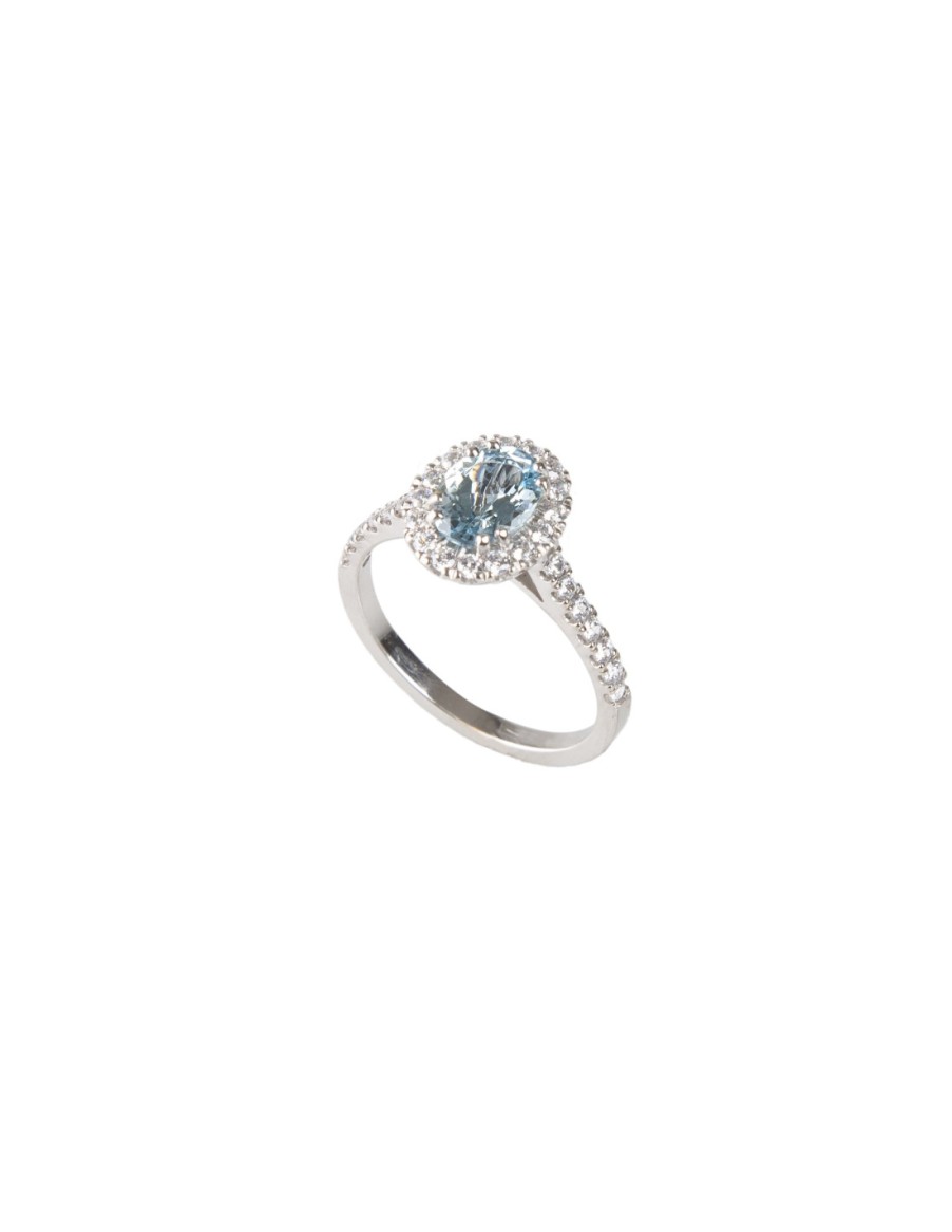 Gioielli Soprana | Soprana Collezione Acquamarina Anello In Oro Bianco, Diamanti 0.38 Ct, E Acquamarina 0.65 Ct - Paigemaovp7X5Ac