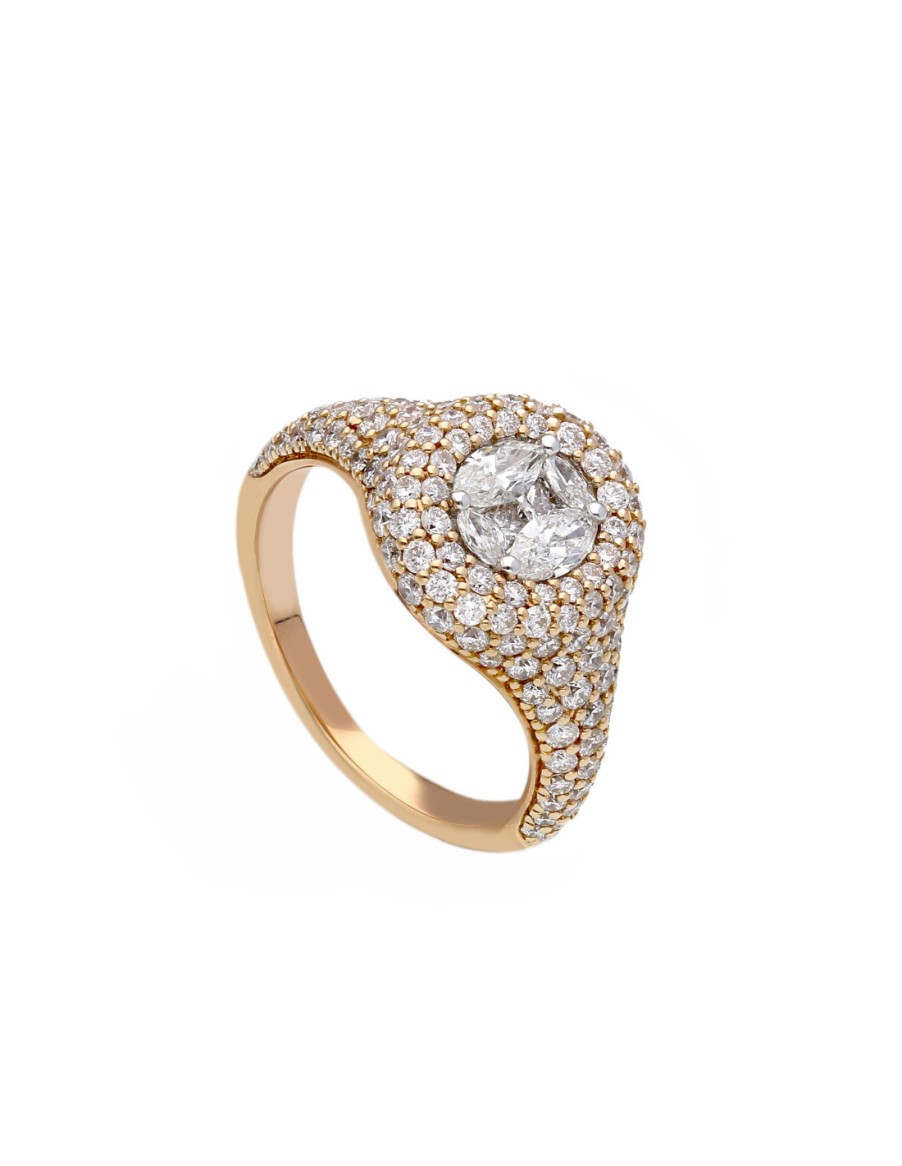 Gioielli LJ ROMA | Lj Roma Collezione Magic Anello Da Mignolo "Chevalier" In Oro Rosa E Diamanti 1.55Ct - 267008Br