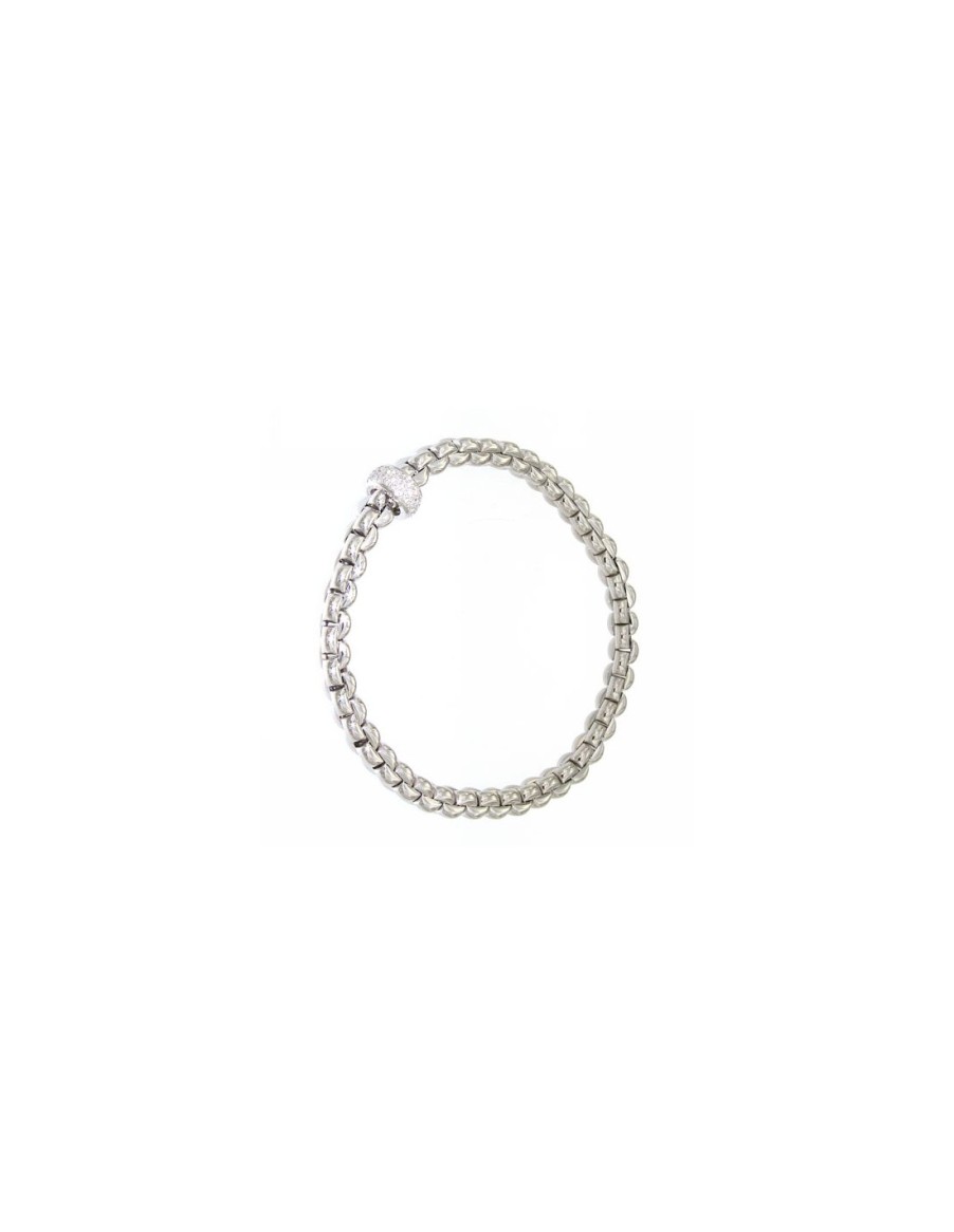 Gioielli Fope Gioielli | Fope Bracciale Flex'It Olly In Oro Bianco E Diamanti Ref 721B-Pave- 721B-Pave White