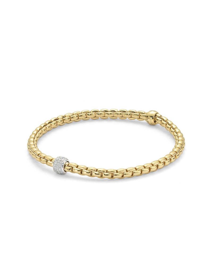 Gioielli Fope Gioielli | Fope Bracciale Flex'It Eka Tiny In Oro E Diamanti Ref: 733B Pave