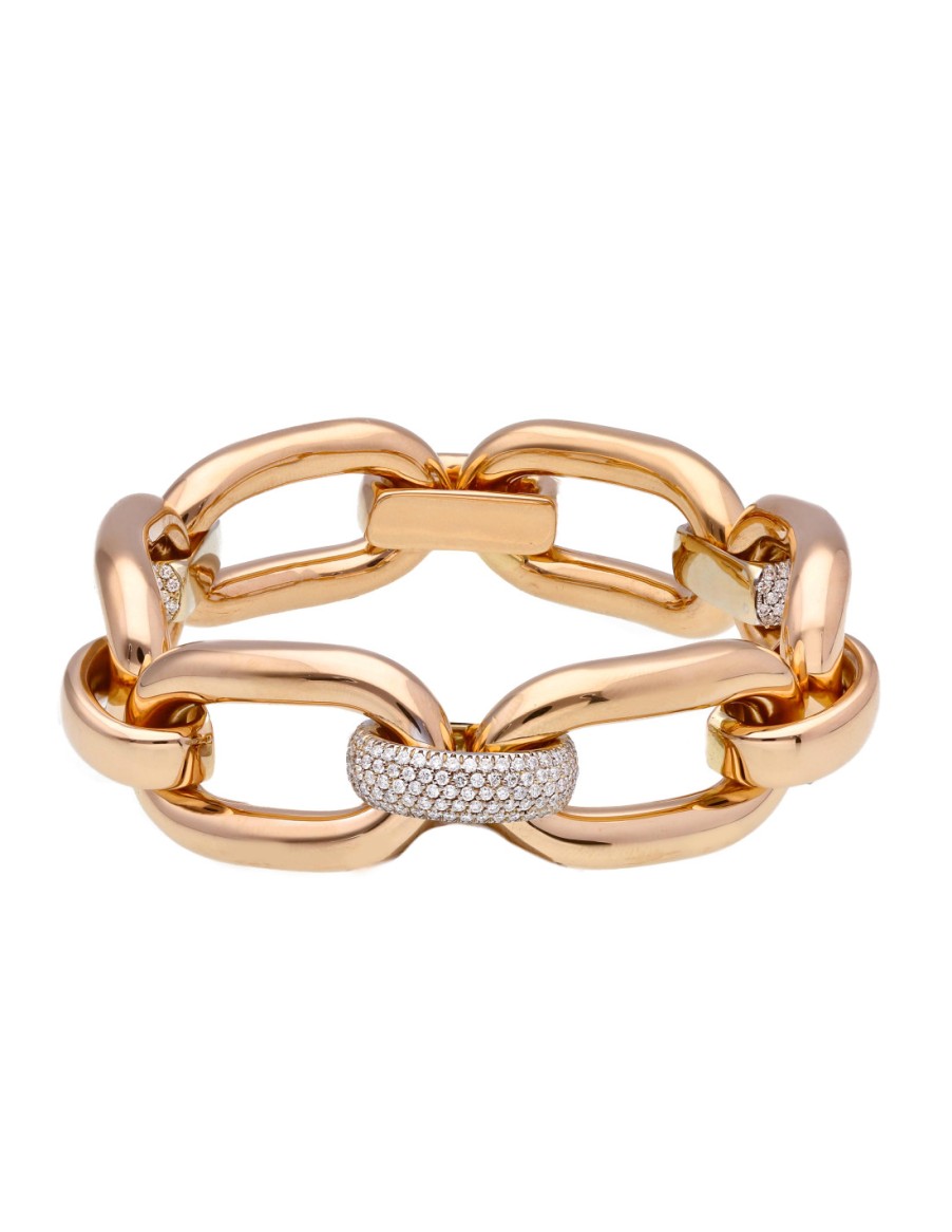 Gioielli LJ ROMA | Lj Roma Collezione Diamanti Bracciale "A Maglie" In Oro Rosa E Diamanti 1.91Ct - 267526