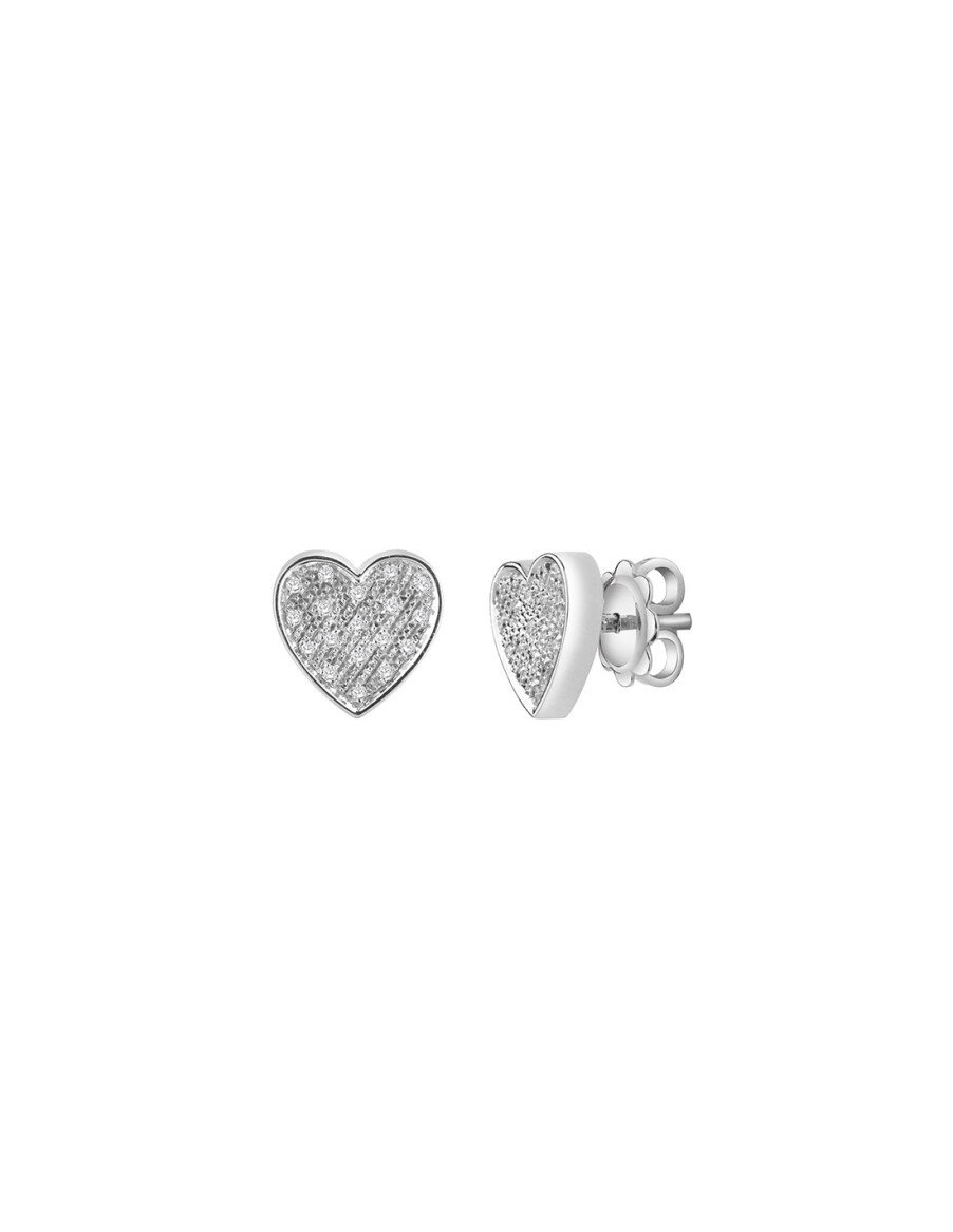 Gioielli SALVINI | Salvini I Segni Orecchini "Cuore" In Oro Bianco E Diamanti 0.14 Ct - 20071365