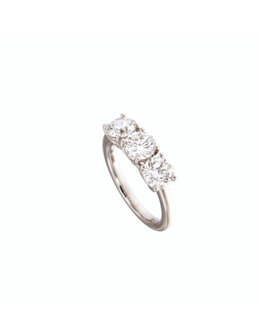 Gioielli Crivelli Gioielli | Crivelli Collezione Diamanti Anello "Trilogy" In Oro Con 3 Diamanti 2.41 Ct - 000-4449Ns